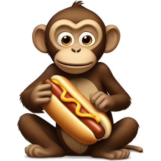 Monkey eating hot dog emoji