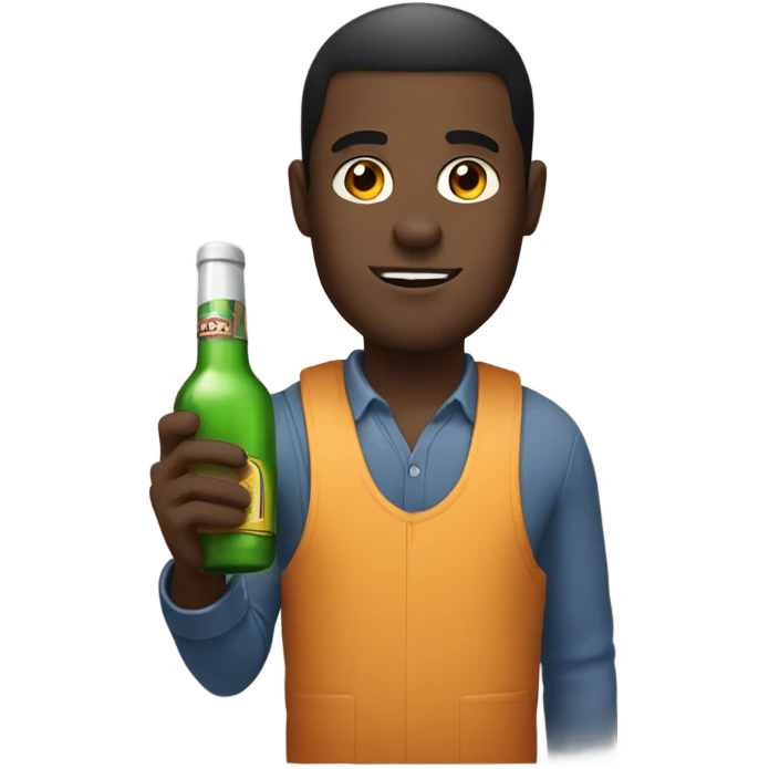 Black guy holding alcohol bottle emoji