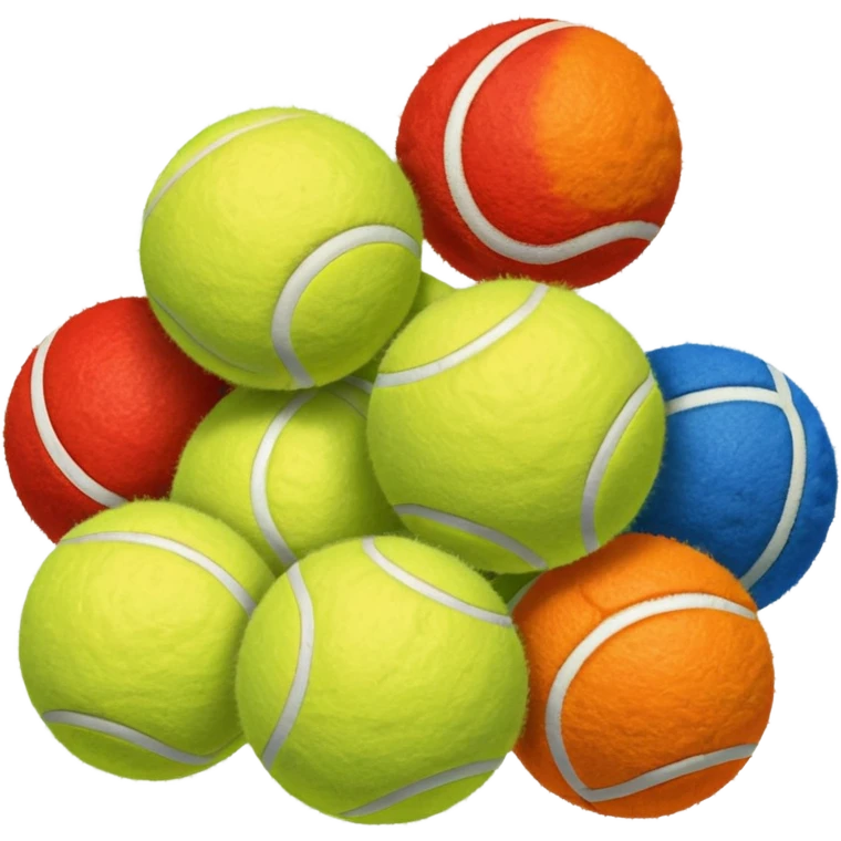 red yellow orange blue green tennis balls emoji