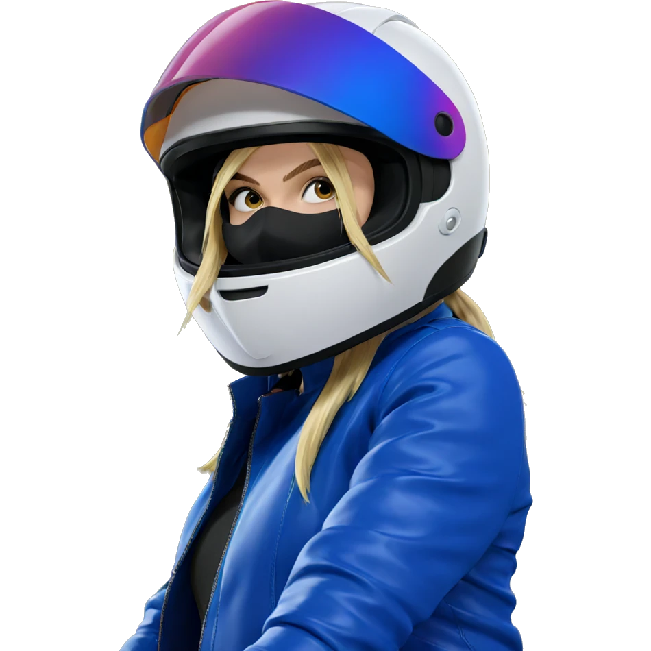 blonde girl in motorcycle helmet emoji