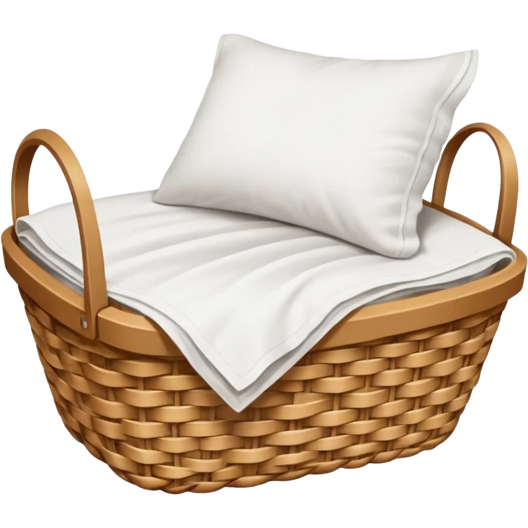 a wicker basket with white bedsheets emoji