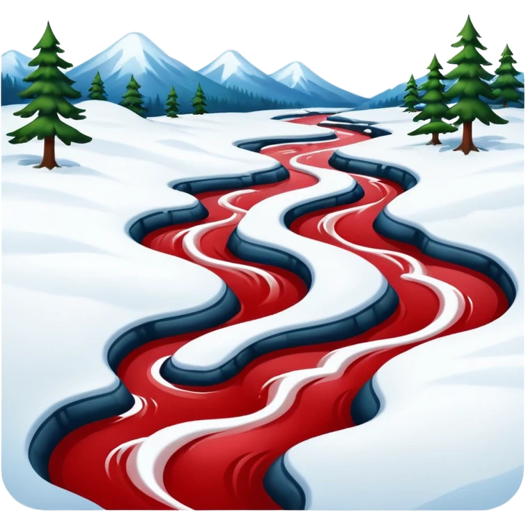 Red river (water is red) on snow emoji