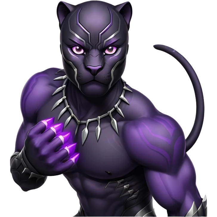 fierce black panther with vibrant purple eyes emoji