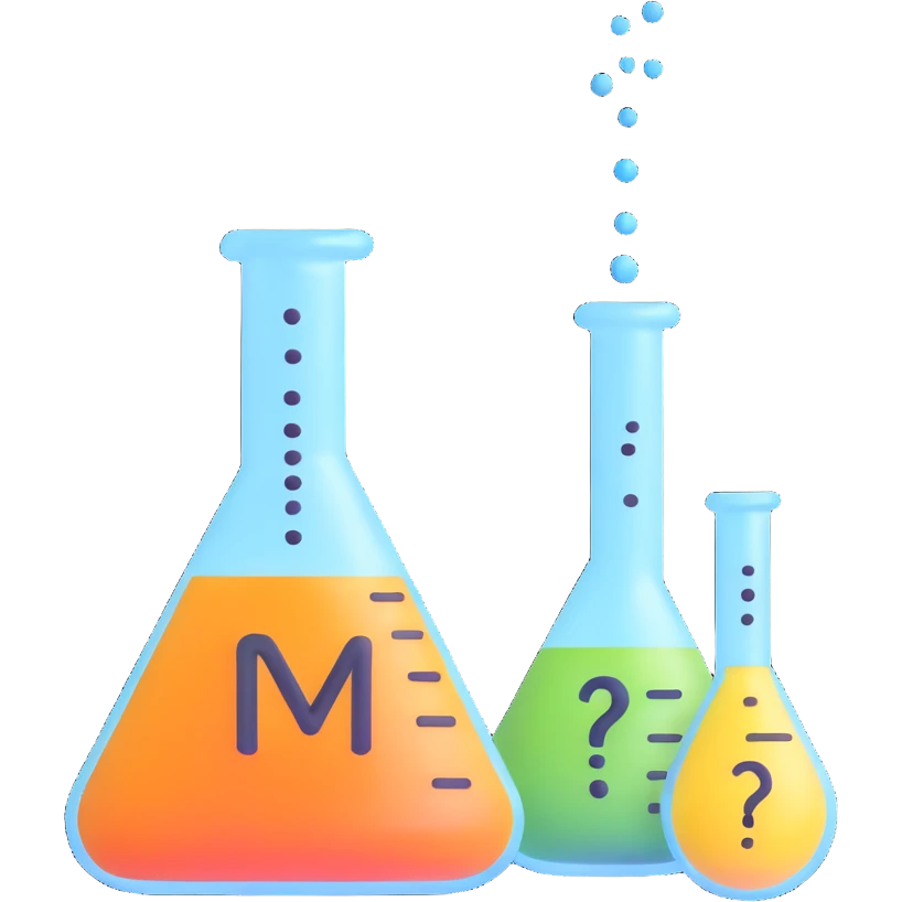 chemistry beaker with question marks, representing asking about valency emoji