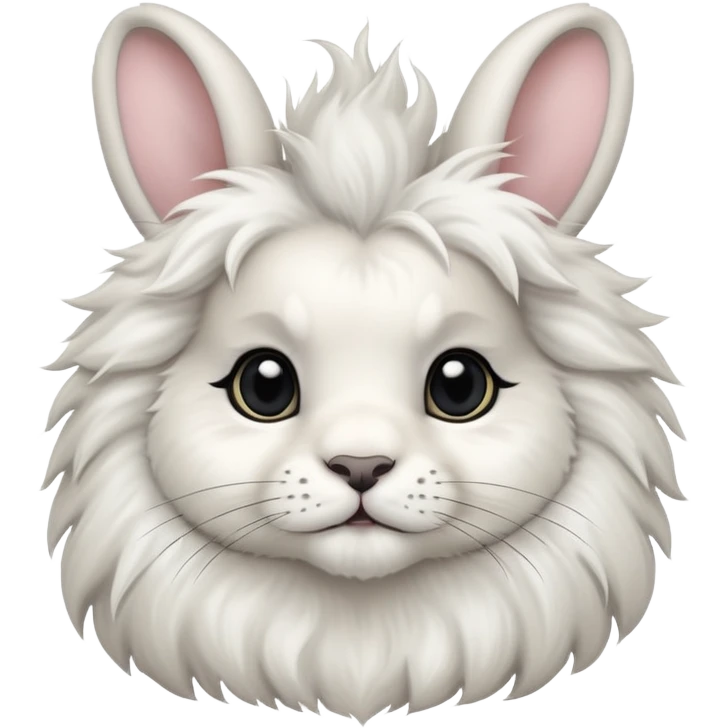 white lionhead bunny with black spots emoji