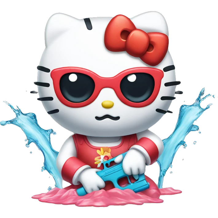 hello kitty with water gun emoji
