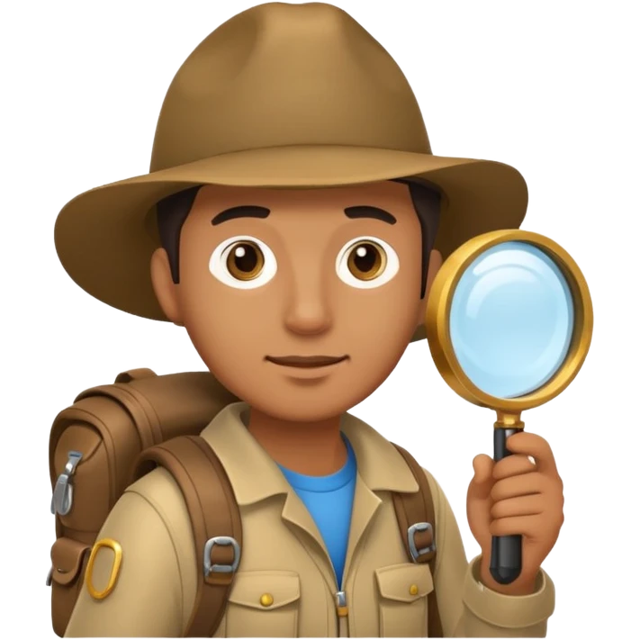 Explorer Man with backpack and magnifying glass emoji