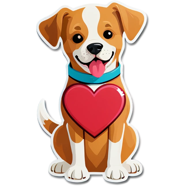 Dog with heart shirt emoji