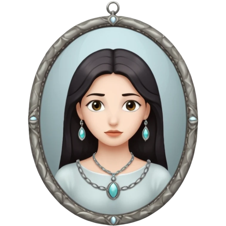 Woman facing ancient mirror, reflection slightly delayed and darker emoji