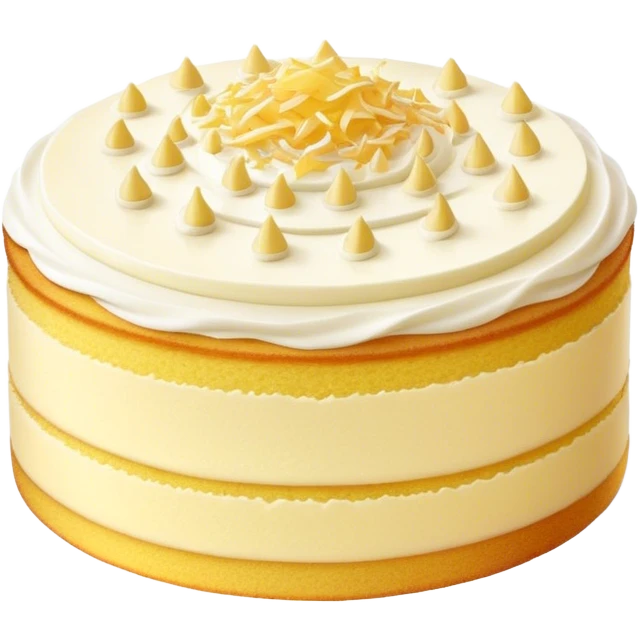 Cinematic Realistic Simple Vanilla Cake, a perfectly baked golden sponge with soft, airy layers, delicate vanilla frosting smoothly spread across the top, tiny flecks of vanilla bean visible, warm golden lighting creating depth, glowing with a sweet, irresistible charm. emoji