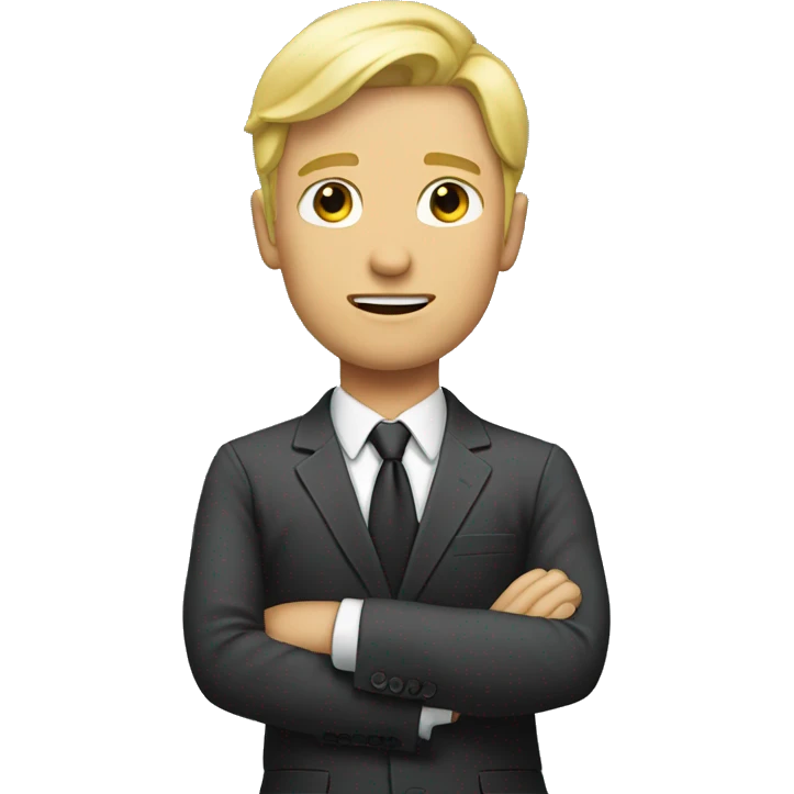 Blond man in suit say „No“ emoji
