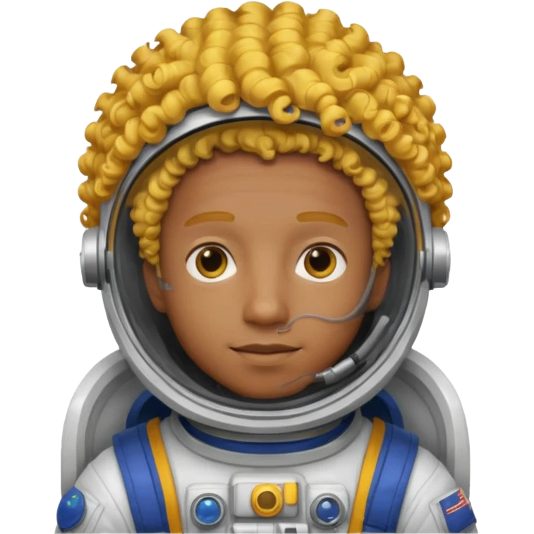 Astronauts, Young, male, dark skin, yellow curly hair emoji