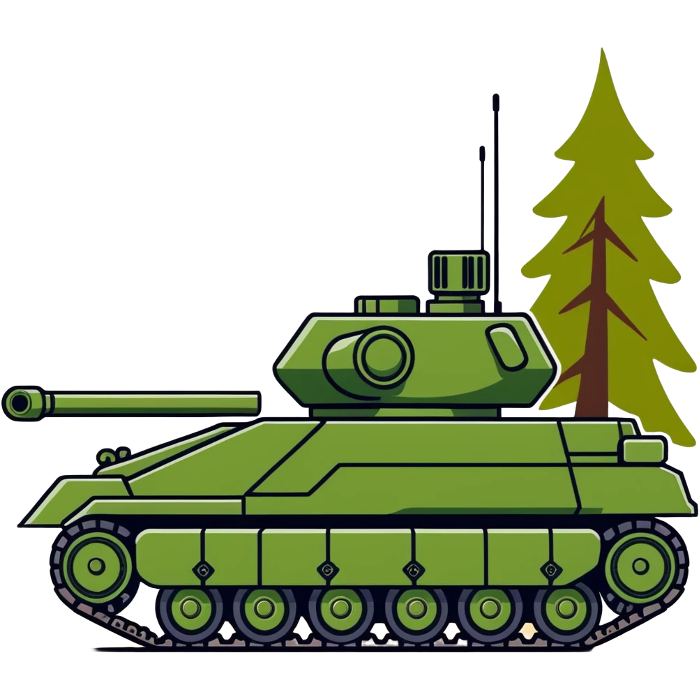 A forest green artillery tank emoji