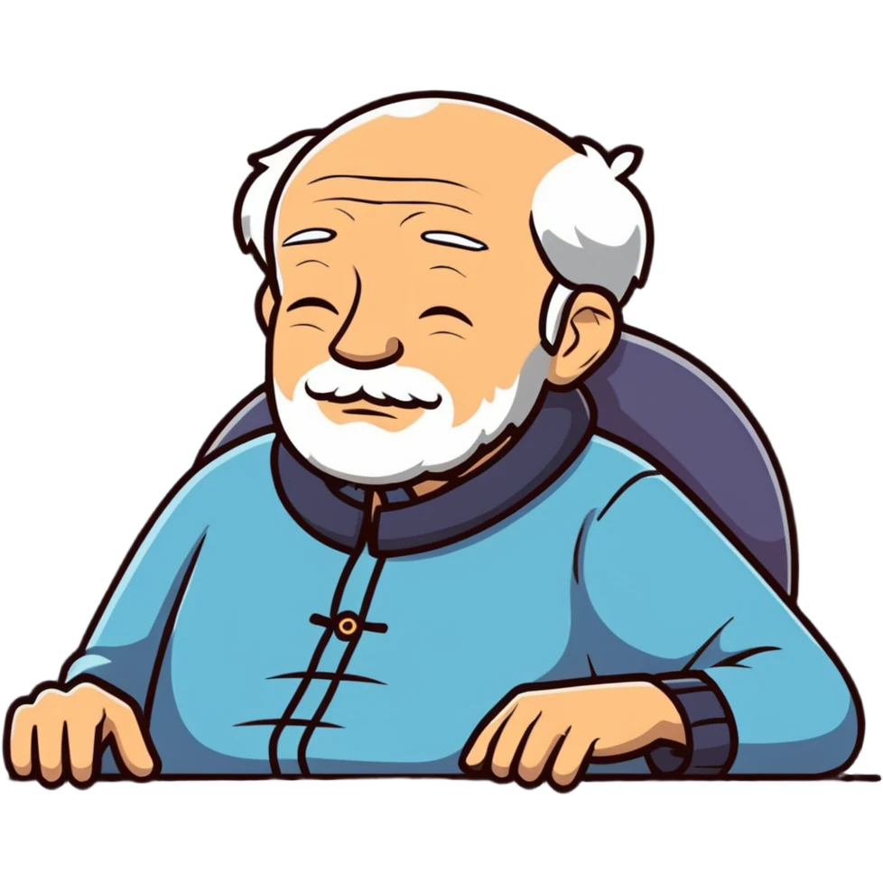 elderly grandfather in peaceful rest with stars emoji