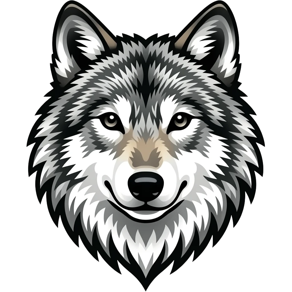 Tribal wolf tattoo pattern emoji