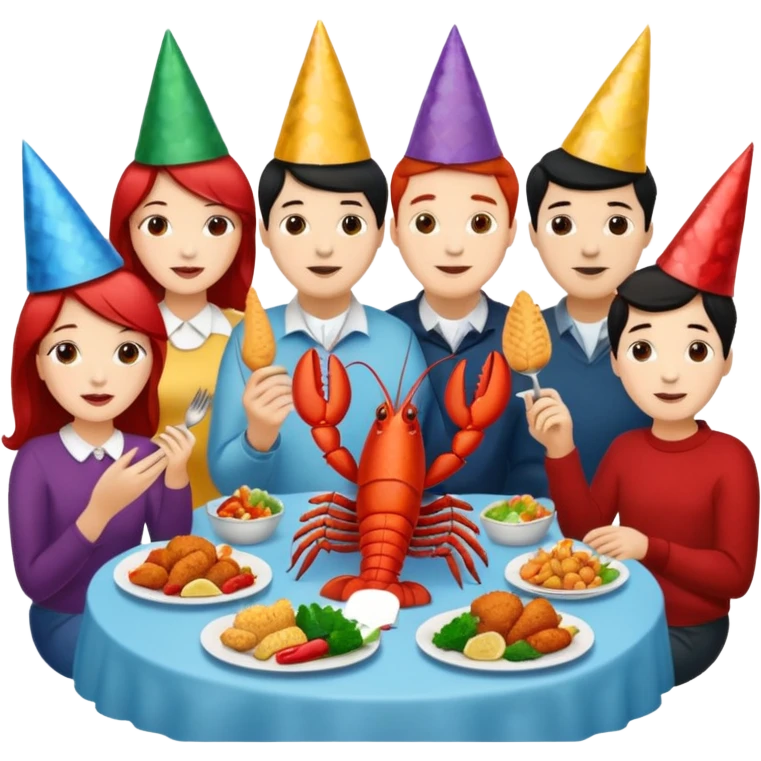 Too many people eating lobster at a family party emoji