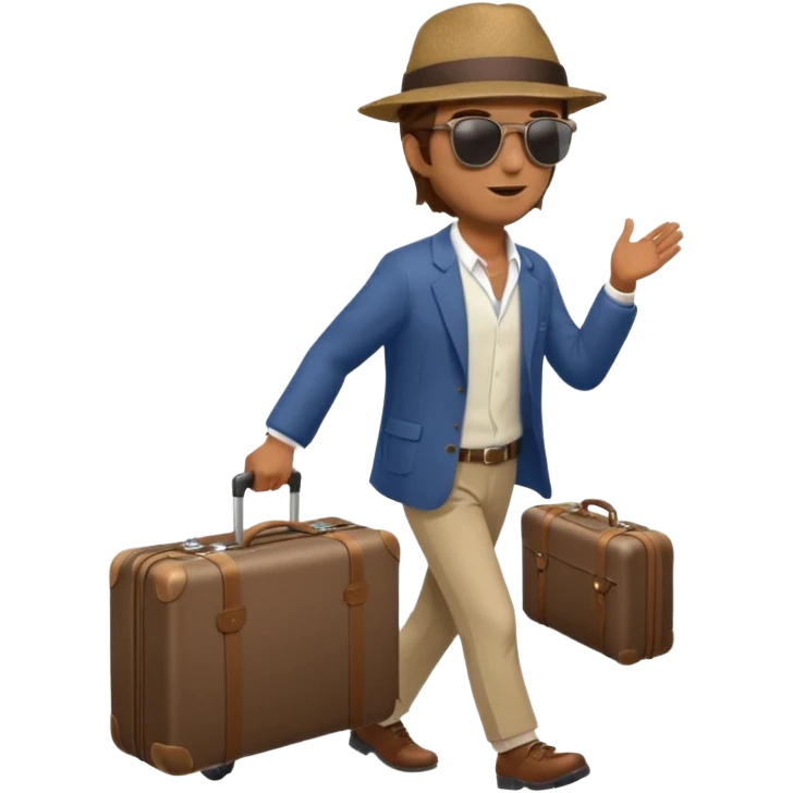 male strolling travel suitcase traveling emoji