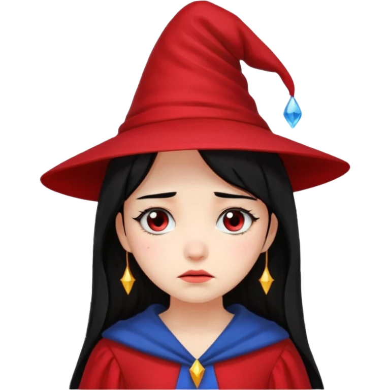 sad wizards in hat girl red dress black hair emoji