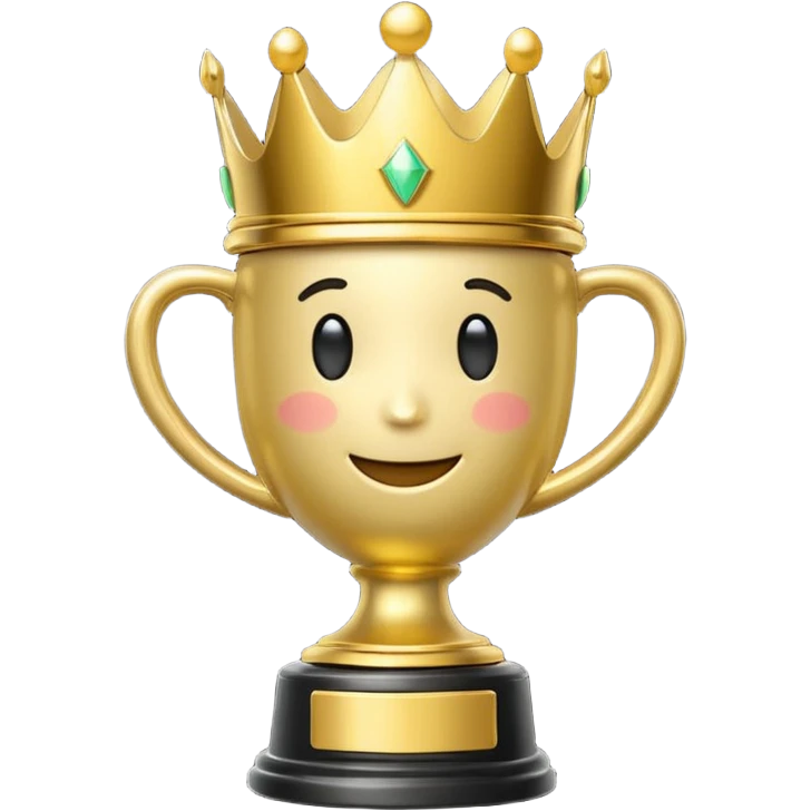 Win Emoji

Glossy 3D emoji showing a gold trophy with a small crown, glowing effect, black and gold theme. emoji