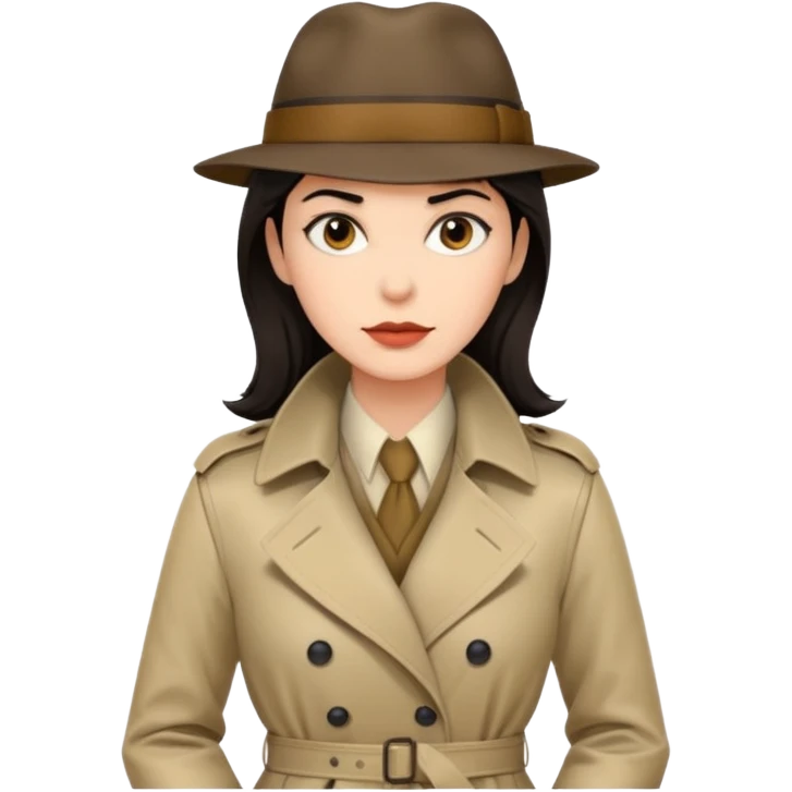 trençkotlu kadın koyu saçlı dedektif  emoji