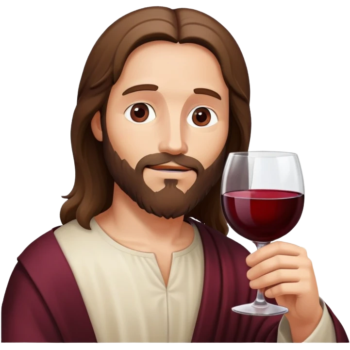 Jesus drinking a very big glass of wine emoji