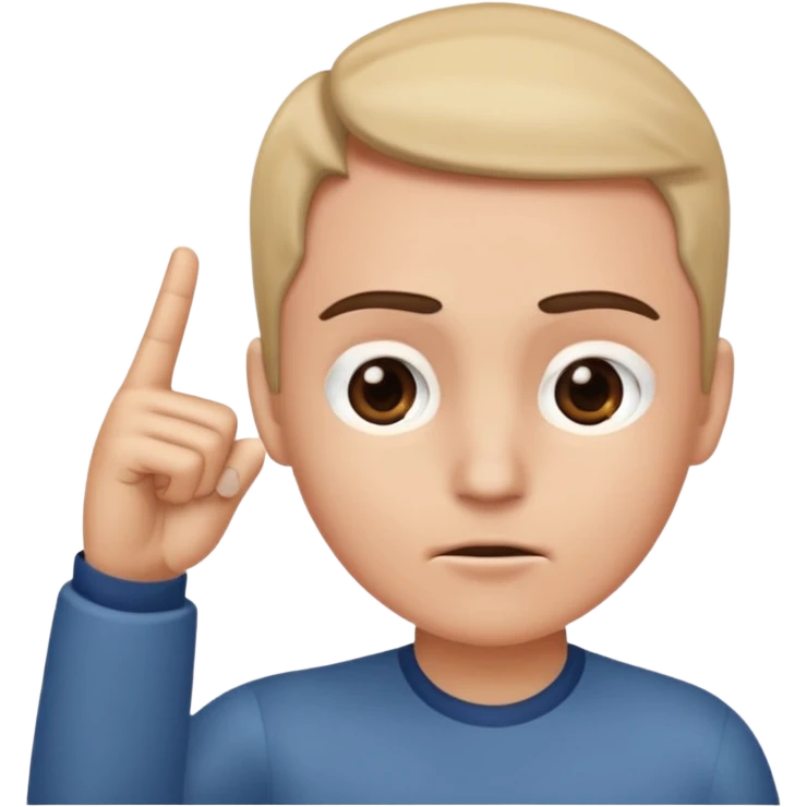 finger pointing on forehead, zoomed in on forehead, no full face emoji