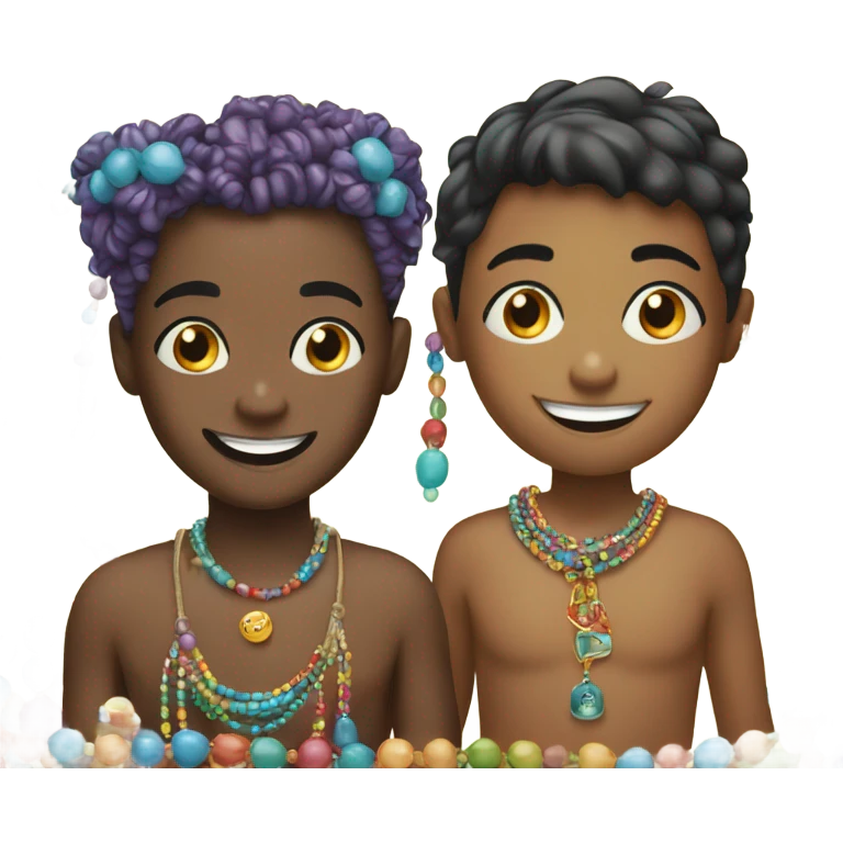 smiling boy and girlwith jewelry emoji