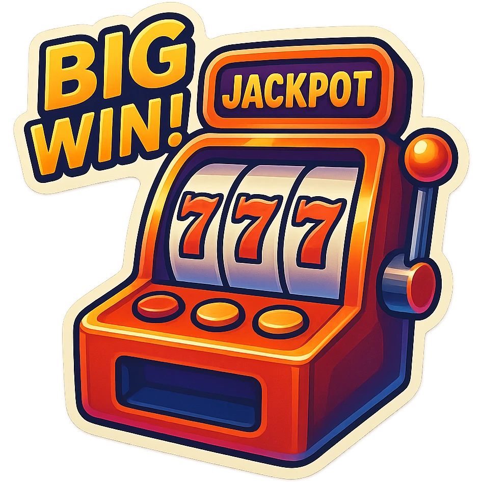 casino max win and more, slot machine jackpot, retro sticker style emoji