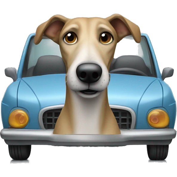 lurcher dog in car emoji