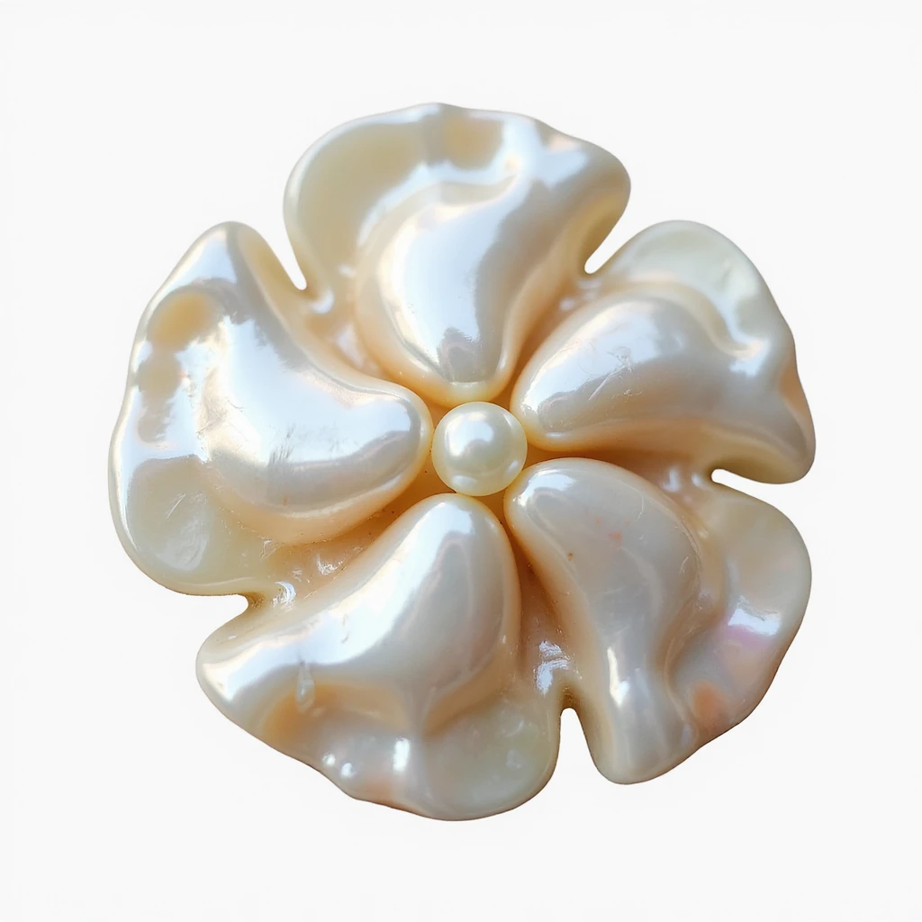 realistic hairclip made of mother of pearl, photorealistic, isolated, no hair, neutral background emoji