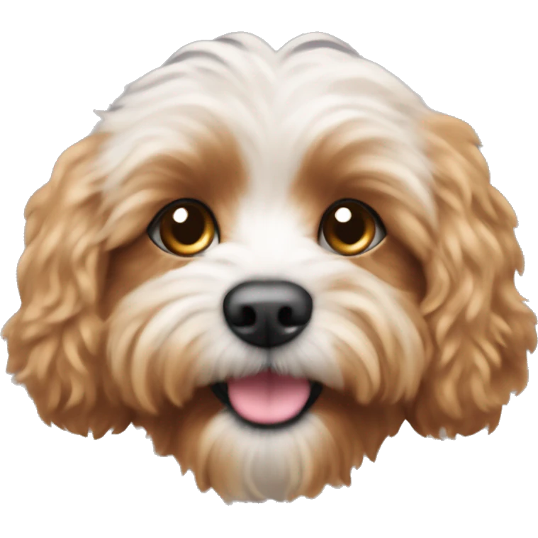 fluffy cavapoo with focus emoji