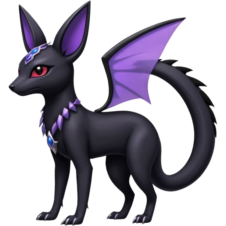 Shiny Dark Edgy Gothic Gloomy Futuristic Salandit-Umbreon-Espeon-Anubis-Hybrid (Full body) emoji