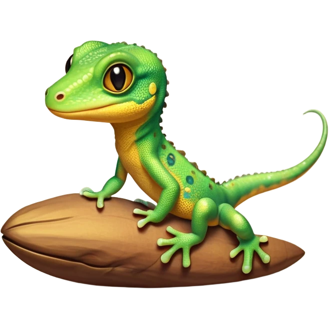 cinematic-cute-realistic gecko-portrait-emoji,-head-tilted-playfully-and-inquisitively,-featuring-a-small,-charming-body-with-smooth,-vividly-patterned-scales,-bright,-sparkling-eyes-and-delicate,-sticky-toe-pads,-simplified-yet-irresistibly-adorable emoji