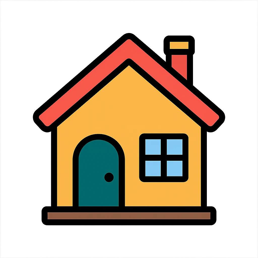 a house, color icon style, clean lines, simple details emoji