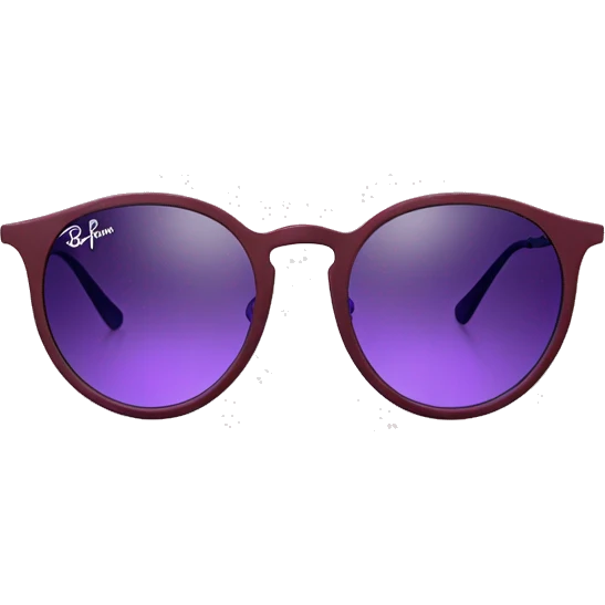 dark red  ray ban round metal sunglasses  with purple frame front view  emoji