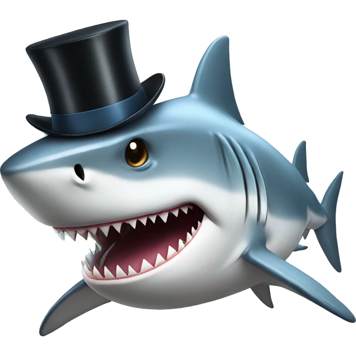 Shark with a top hat emoji