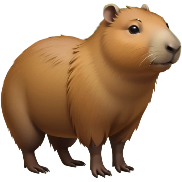 cinematic-capybara-realistic-full-body-on-all-fours-emoji,-plump-and-relaxed-body-soaking-in-the-warm-sun,-short-brown-fur-slightly-ruffled,-head-tilted-dramatically,-calm-expressive-eyes-exuding-serene-wisdom,-simplified-yet-realistic emoji