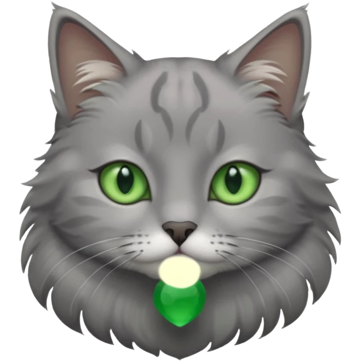 Gray  cat with green eyes emoji