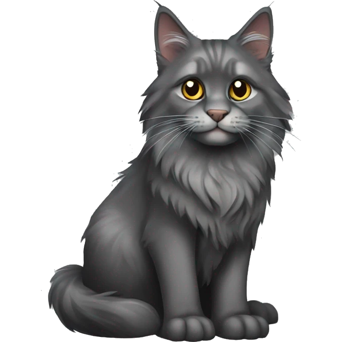 dark grey mainecoon cat emoji