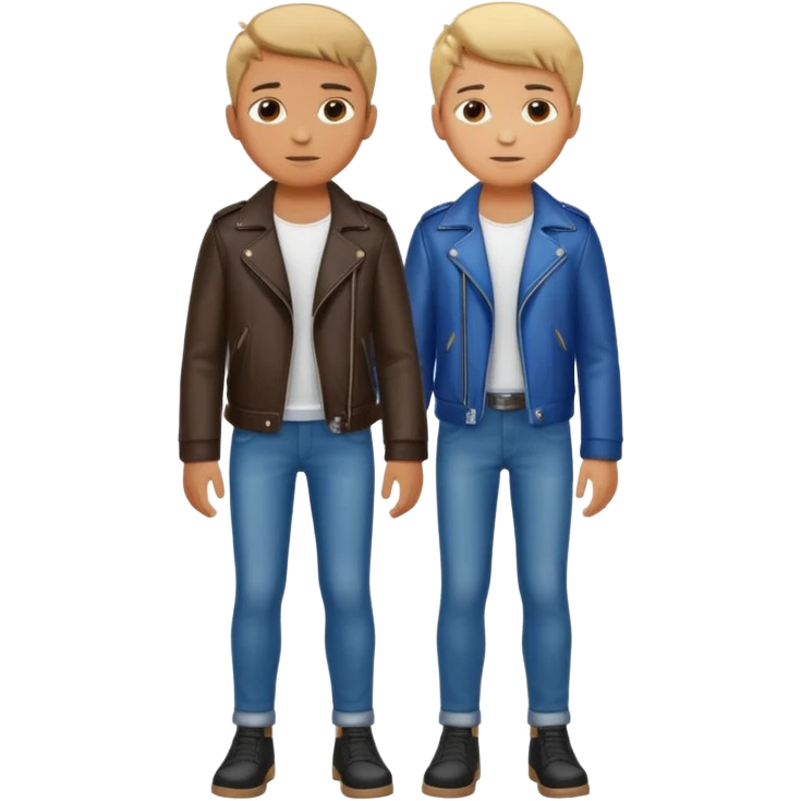 Boy in leather jocket, full body, different color emoji