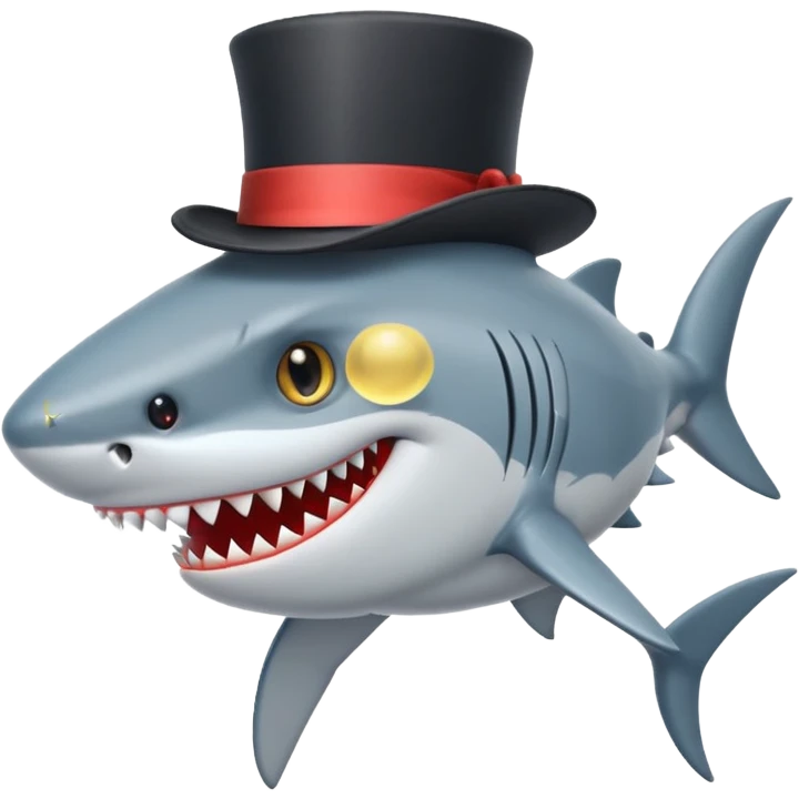 Shark with a top hat emoji