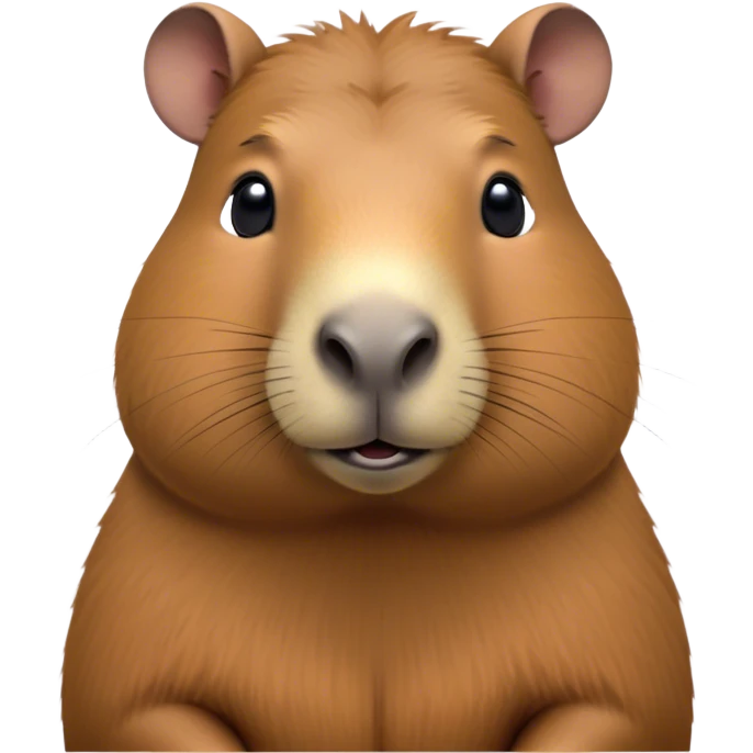 Cinematic Noble Capybara Portrait Emoji, Poised and serene, with a robust, rounded build and a characteristically broad, slightly flattened capybara face featuring a short snout and small, rounded ears, covered in soft, earthy fur with subtle natural texture and gentle, wise eyes; rendered in lifelike detail with natural light, high shine, intelligent and calm, styled with an air of understated authority, focused and attentive, soft glowing outline, capturing the essence of a watchful and confident capybara that appears ready to step out of the screen with effortless dignity! emoji