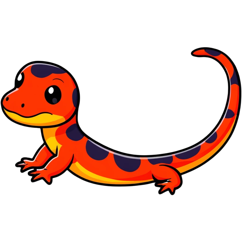 red-spotted salamander with black body and bright red spots emoji