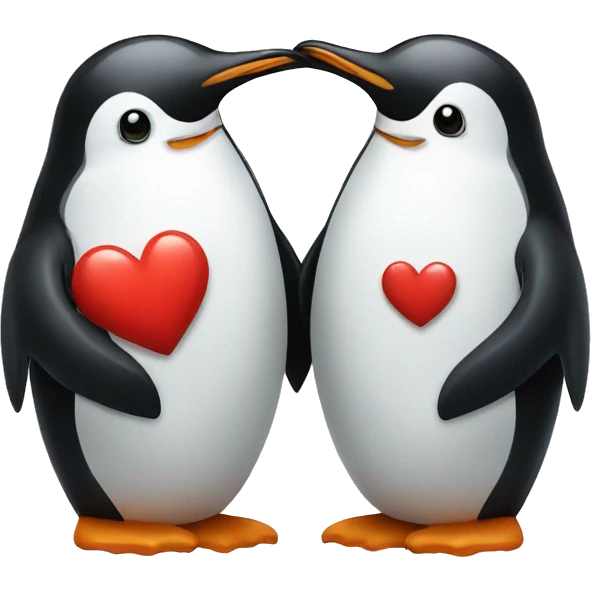 Penguin couple with a heart in the middle  emoji