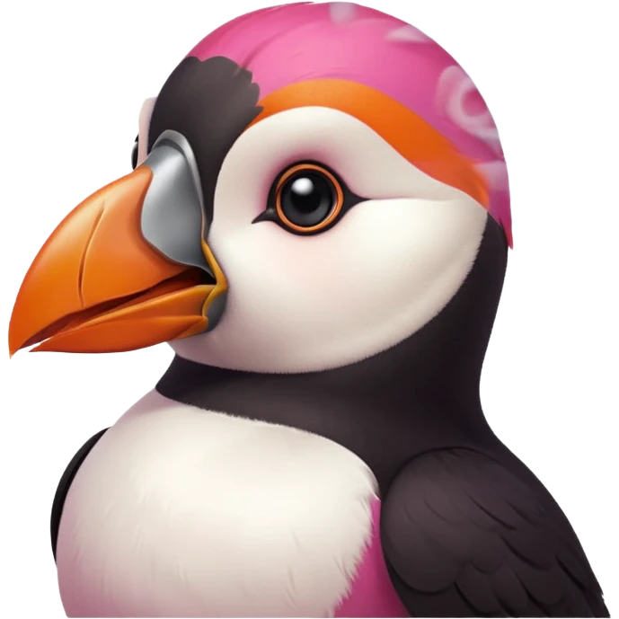 pink puffin angry blow steam nose beak emoji