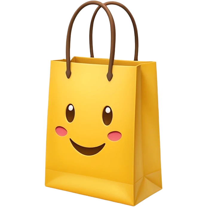 Turn this yellow shopping bag into a single flat emoji.
Keep the bag shape and yellow color.
Remove all text and details.
Simple, cute, Apple-style emoji.
Transparent background. emoji