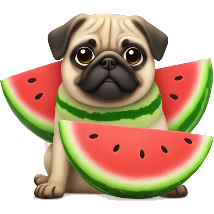 Pug eating watermelon  emoji