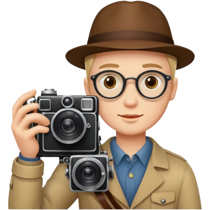 Photographer with vintage film camera,single camera emoji