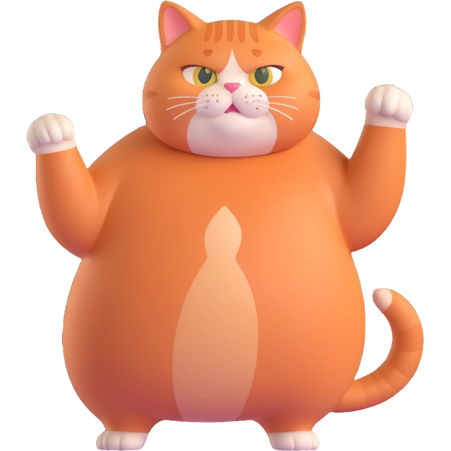 a fat red-haired cat named Rufo, standing, curious pose emoji