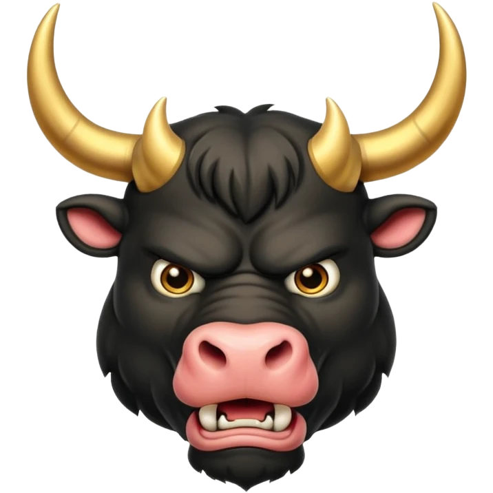 black angry powerful bull with golden horns emoji emoji